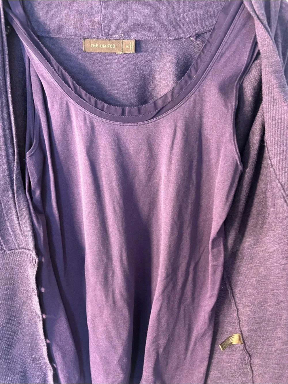 The Limited Mauve Purple Layered V-Neck Button Front Sweater - Picture 5 of 7